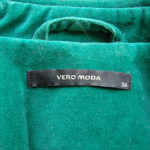 Velvet Green Jacket Blazer Vero Moda Single Breast Whimsigoth Size 34 XS Small - Picture 3 of 16